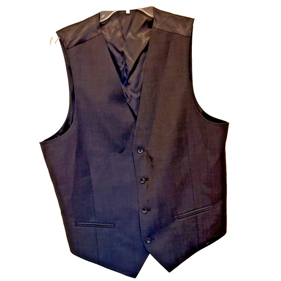 Marc Anthony Men's Dress Vest XL Black Plaid Button Front Classic Formal - Picture 1 of 4